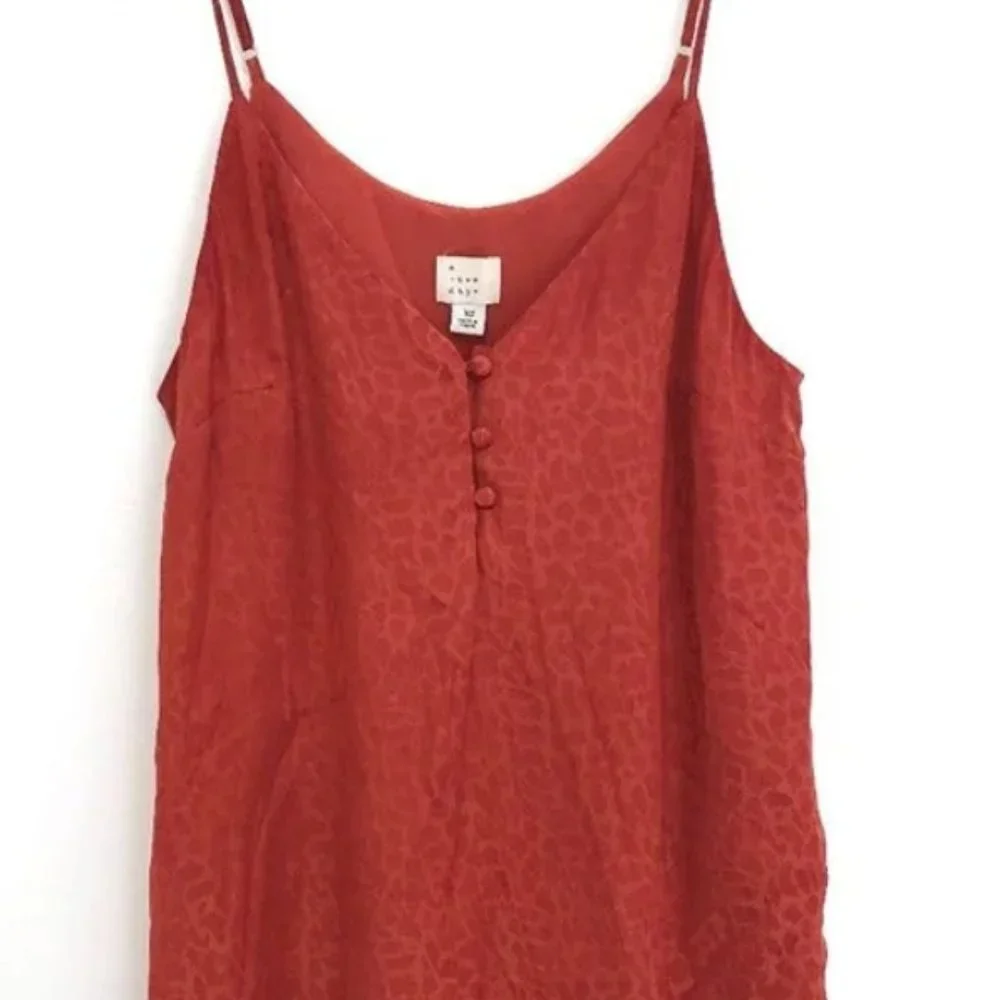 Scarlet Red Orange Giraffe Animal Print Satin Camisole Tank Blouse - Picture 1 of 1